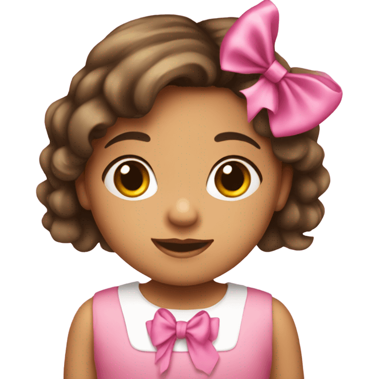 Hispanic little girl with pink bow emoji