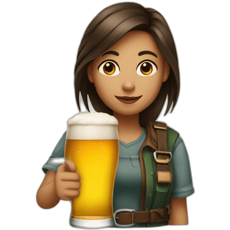 A girl with a beer emoji