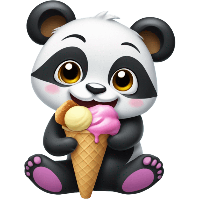 Panda eating ice cream emoji