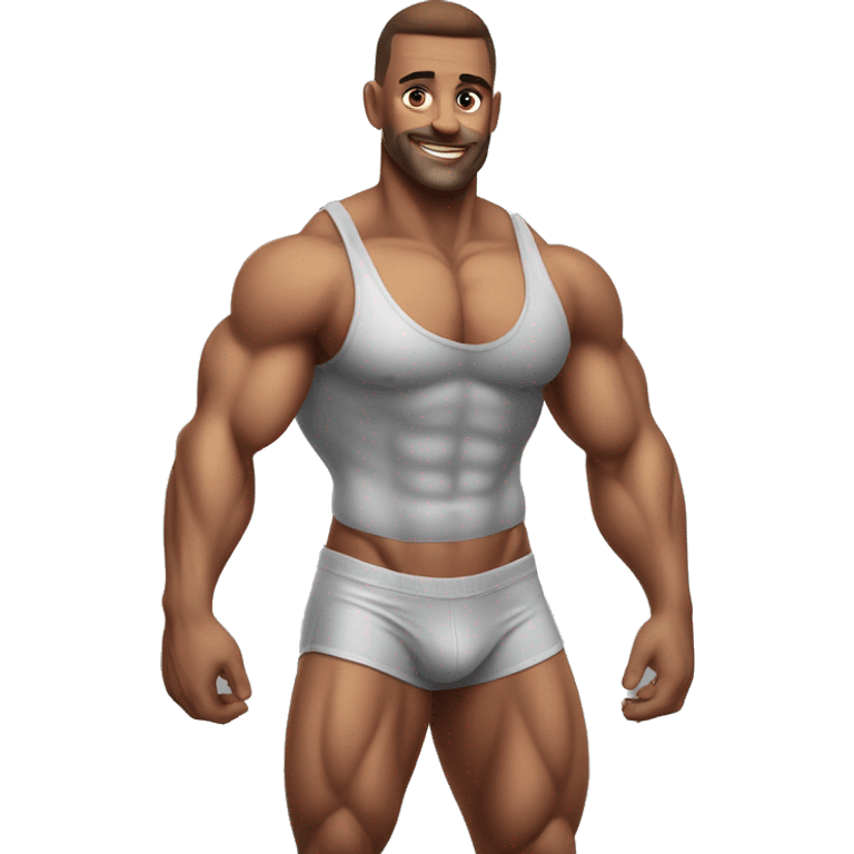 Muscular gay bodybuilder in underwear realistic emoji