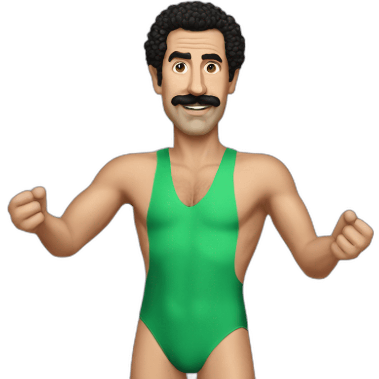 Borat green bathing suit waving emoji