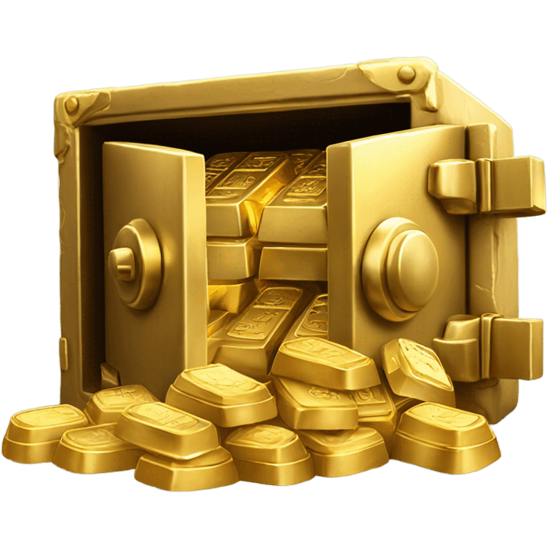 super realistic open safe with gold emoji