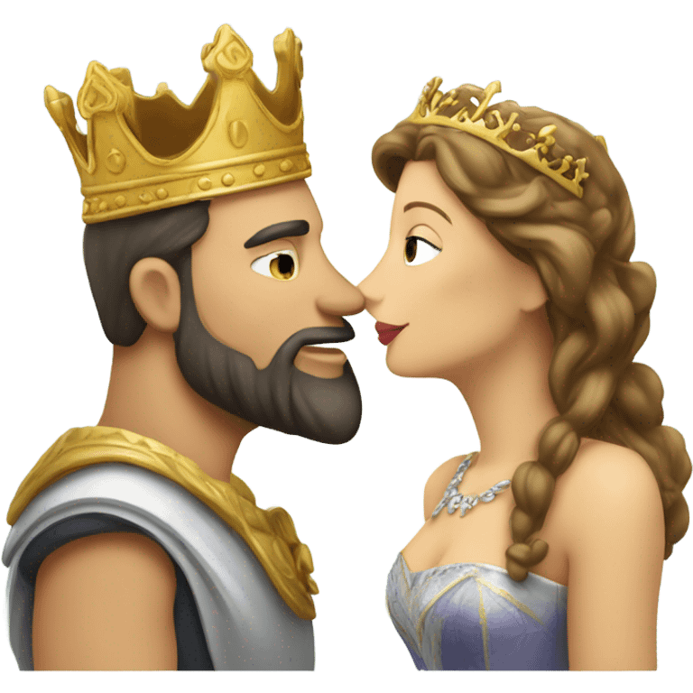 Caucasian King and Queen kissing  emoji