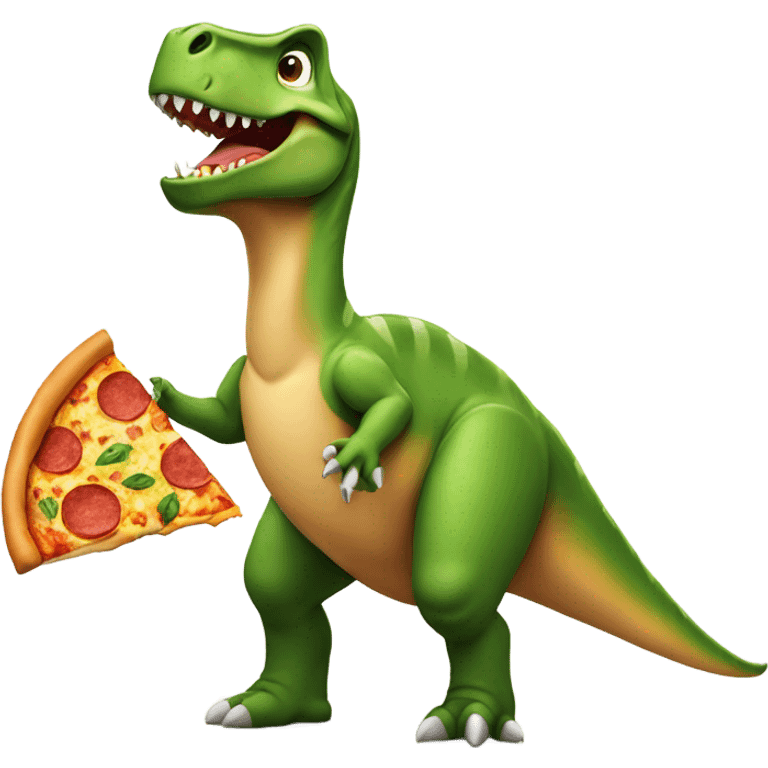 Dinosaur with pizza emoji