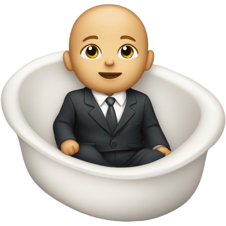 white newborn baby in a business suit lies in a cradle emoji