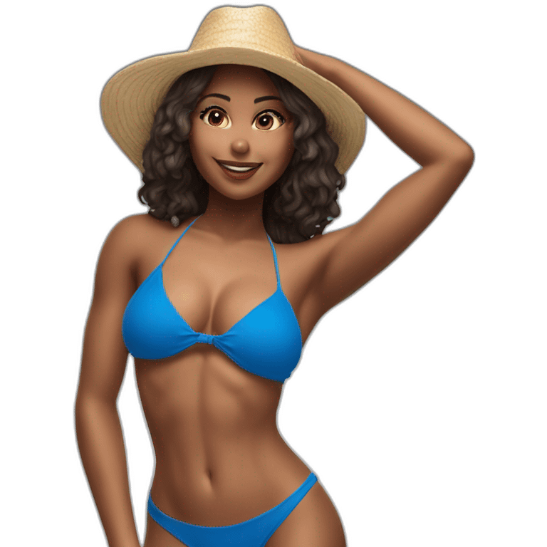 Sexy pose soft-fit woman blue bikini (beach body) realism emoji