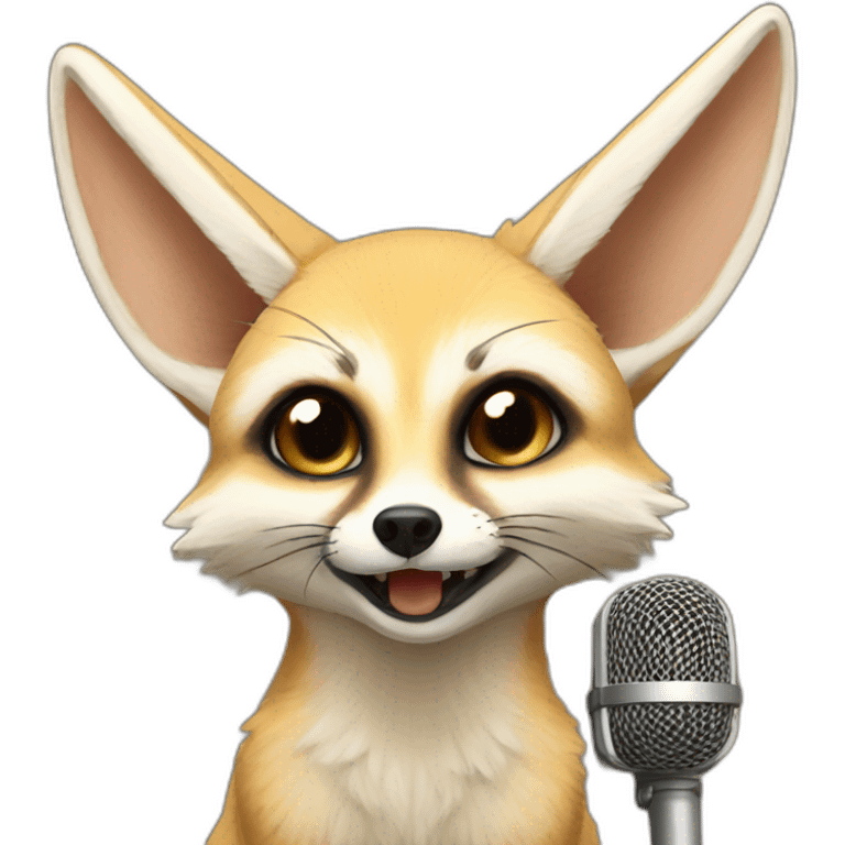 Fennec fox speaking into a mic emoji