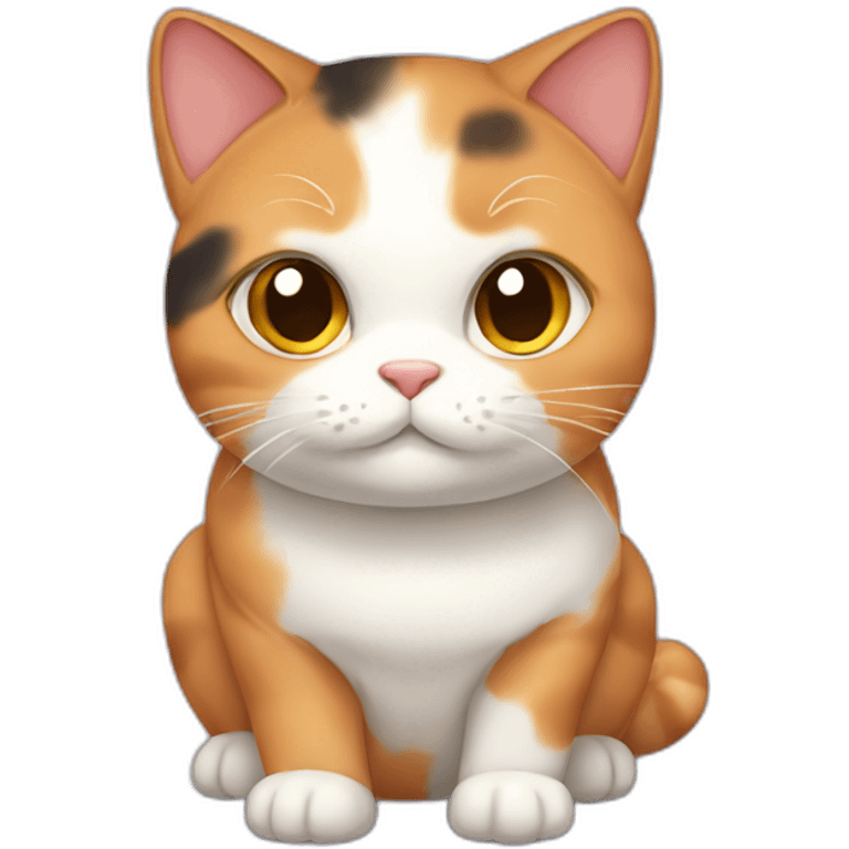 Calico chubby cat emoji