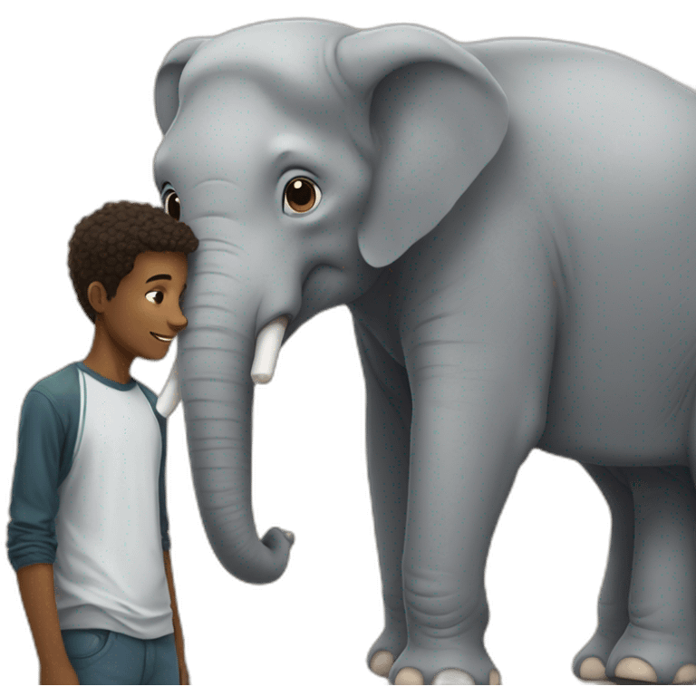 elephant with a young man next to him emoji