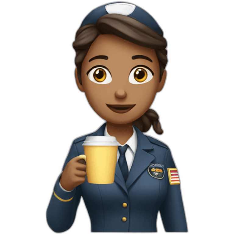 Pilot girl with coffee emoji