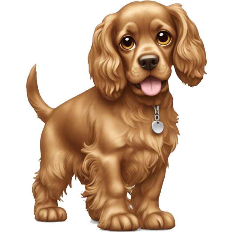 cocker spaniel standing on a keyboard emoji