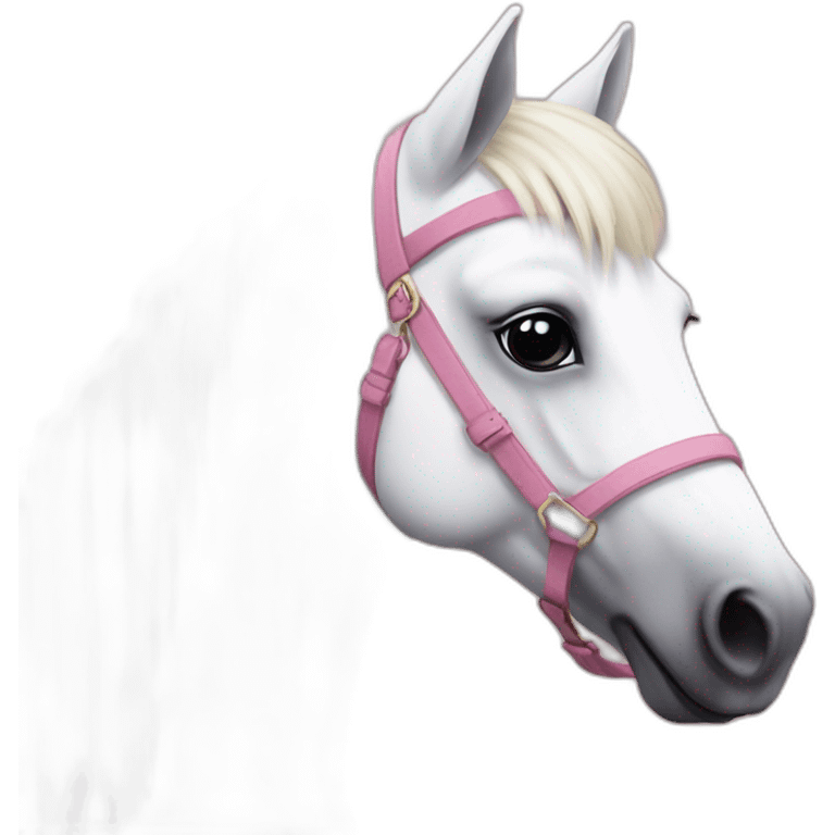 Poney blanc avec le bout du museau rose emoji