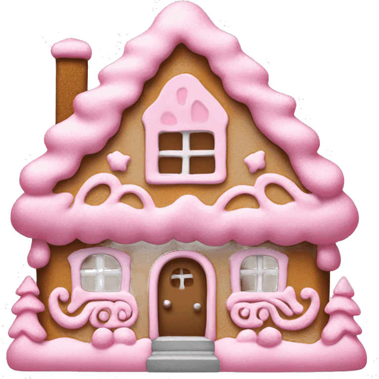 Pink gingerbread house emoji