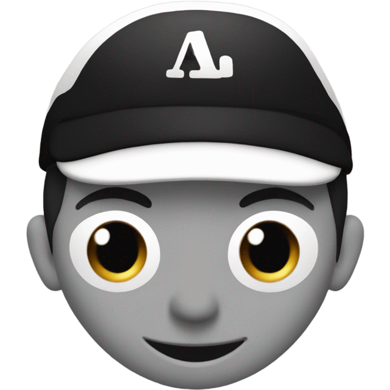 a black CAP with the full text ‘.COM’ in bold white font centered on the front.CAP emoji