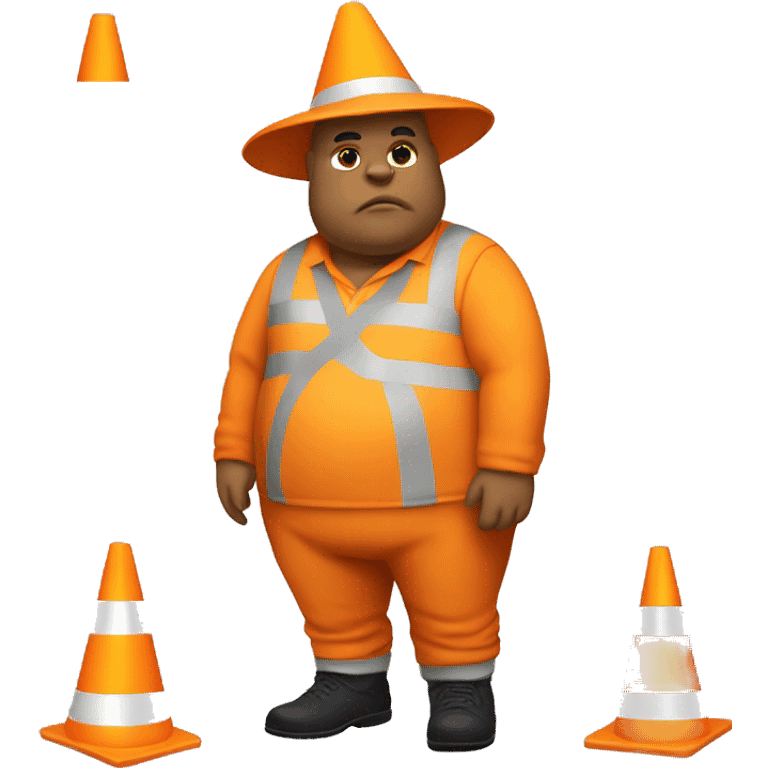 A FAT MAN COSPLAYING AS A STREET CONE emoji