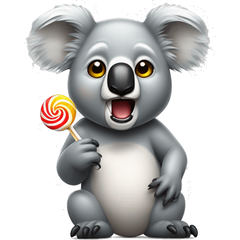 koala angry teeth with lollipop emoji