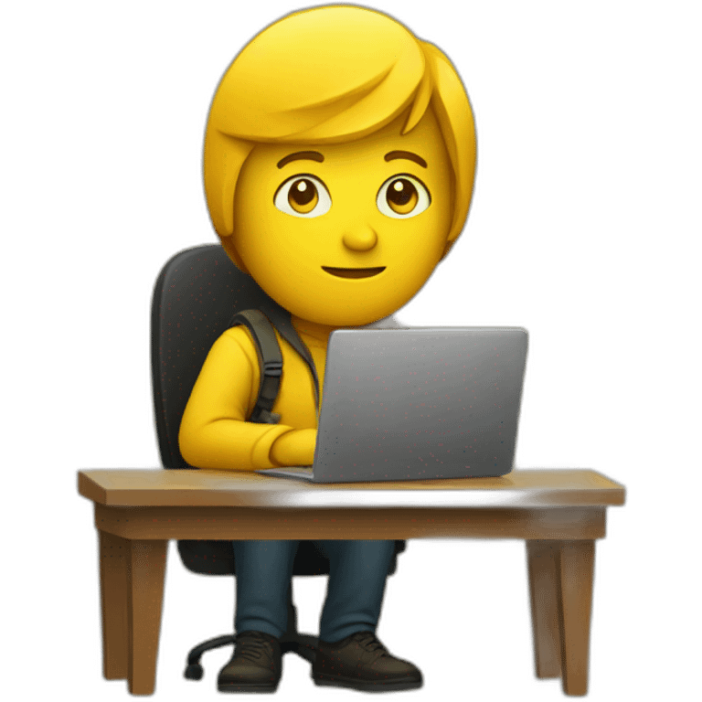 programmer with laptop in dark yellow room emoji