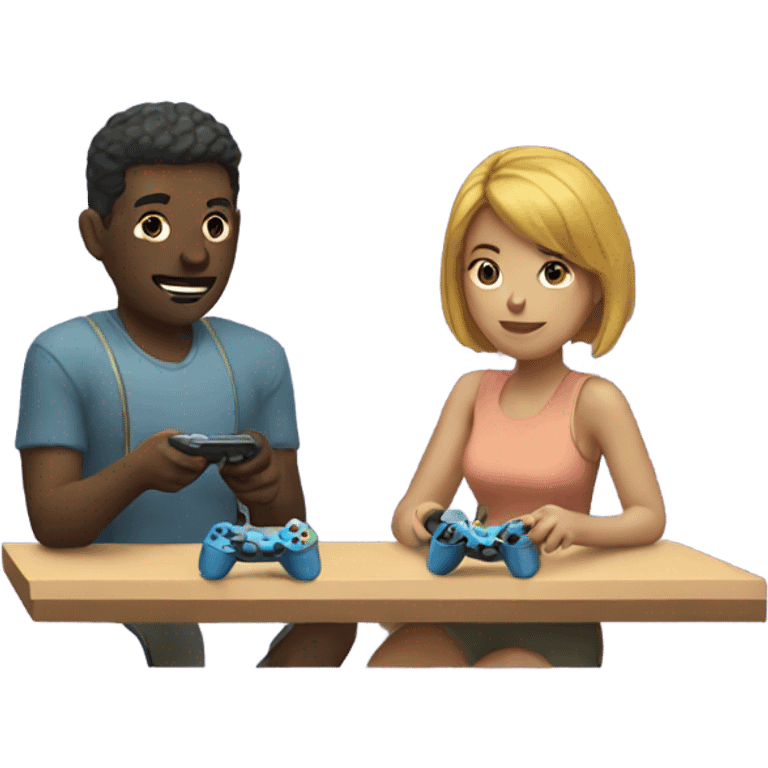 Two people playing video games emoji