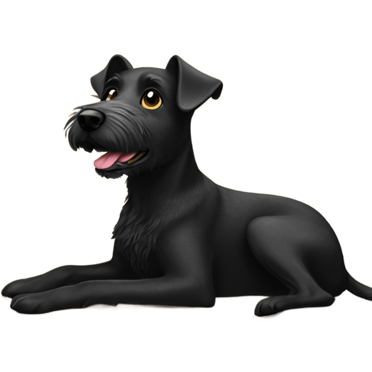 Black terrier dog on the beach emoji