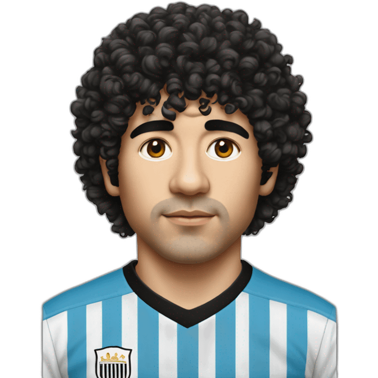 Curly hair Maradona 86 argentina stripes tshirt emoji