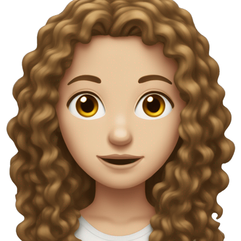 white girl with long brown dark curly hair emoji