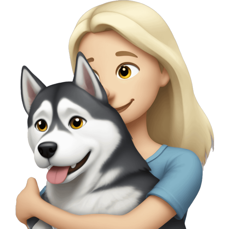 Husky dog ​​in the arms of a blonde emoji