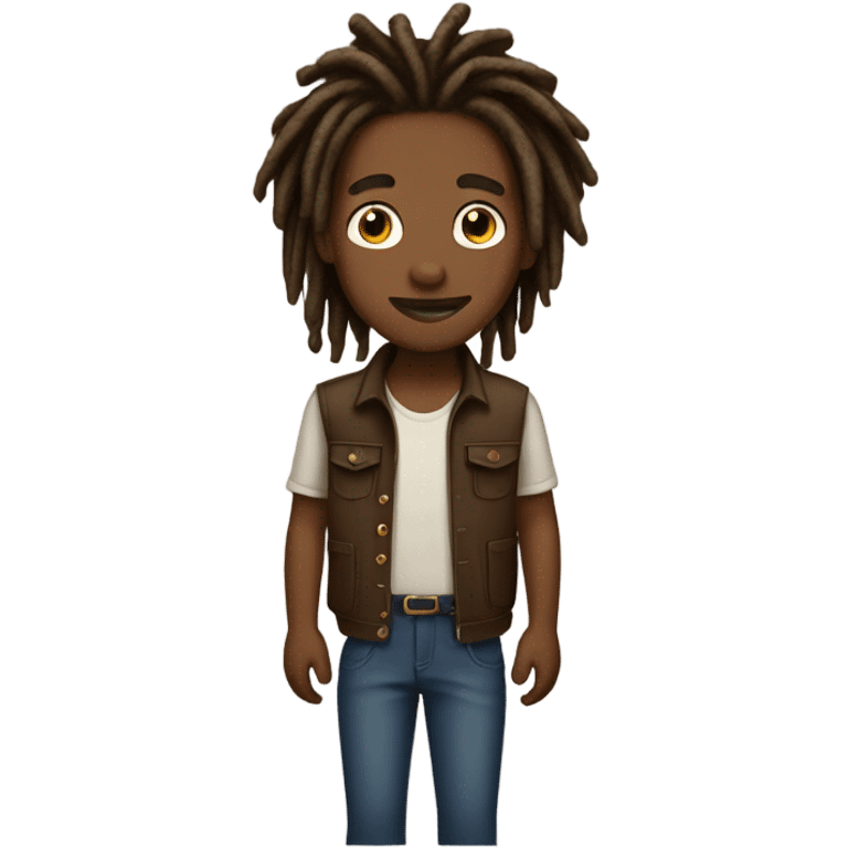 Pretty brown boy with medium length dreadlocs emoji