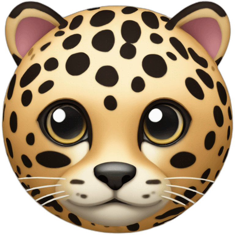 3d sphere with a cartoon Ocelot skin texture with big underdeveloped eyes emoji