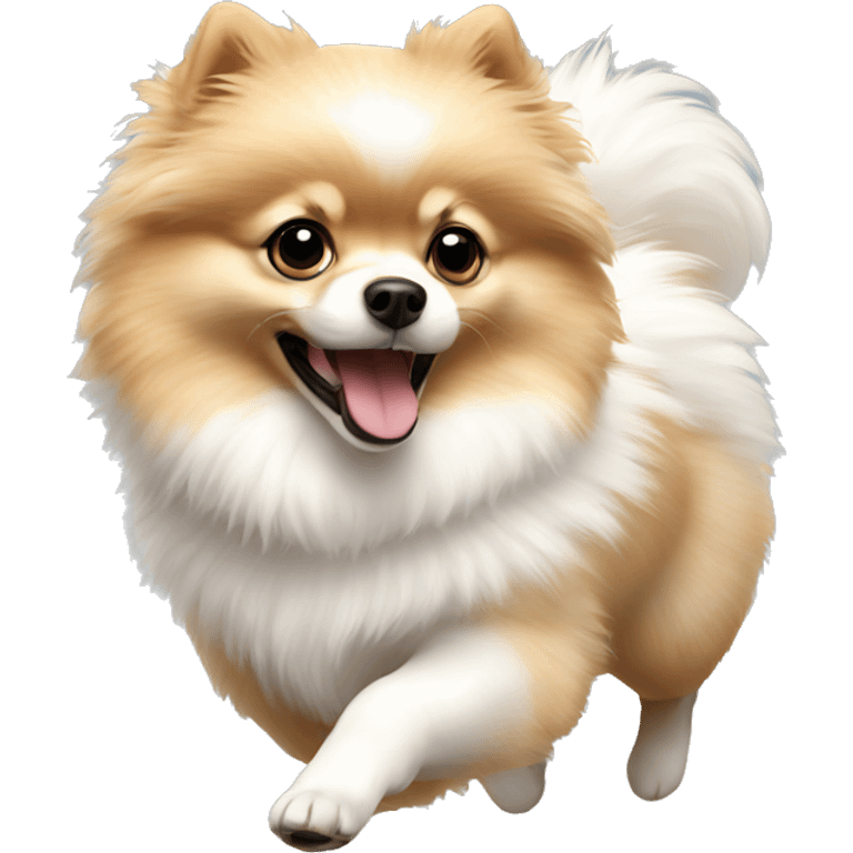 Running white Pomeranian  emoji