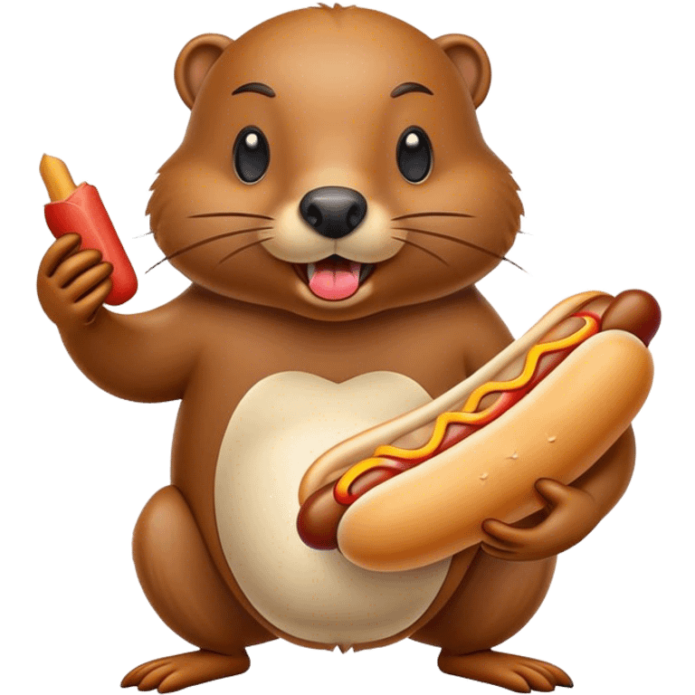 Beaver eating hotdog emoji