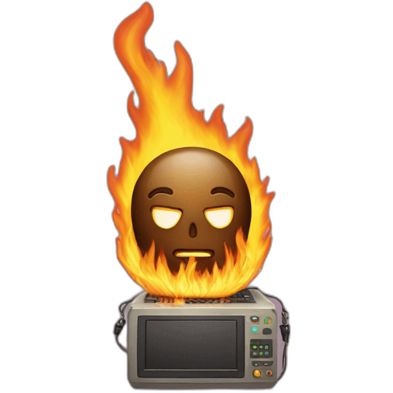 computer burning man extenguishing emoji