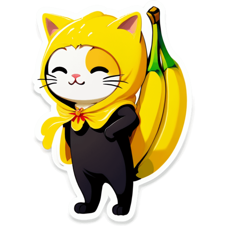 Crying cat in a banana costume  emoji