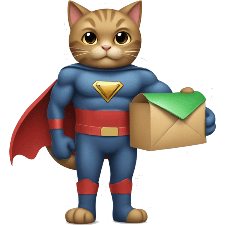 super hero cat holding a mailbox emoji