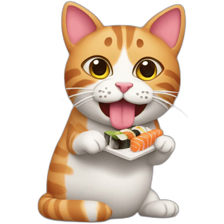 Cat eating sushi birthday emoji