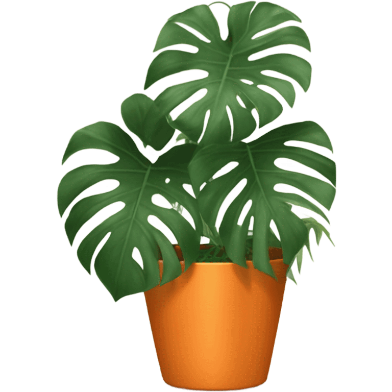 aesthetic monstera in an orange pot against an orange wall emoji