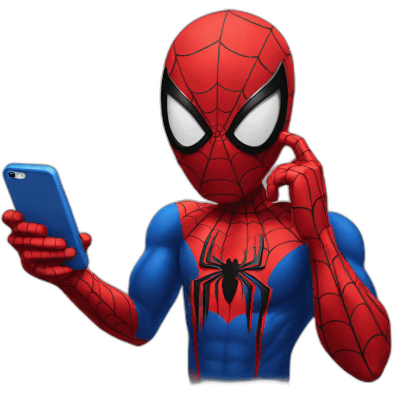 spiderman holding phone emoji