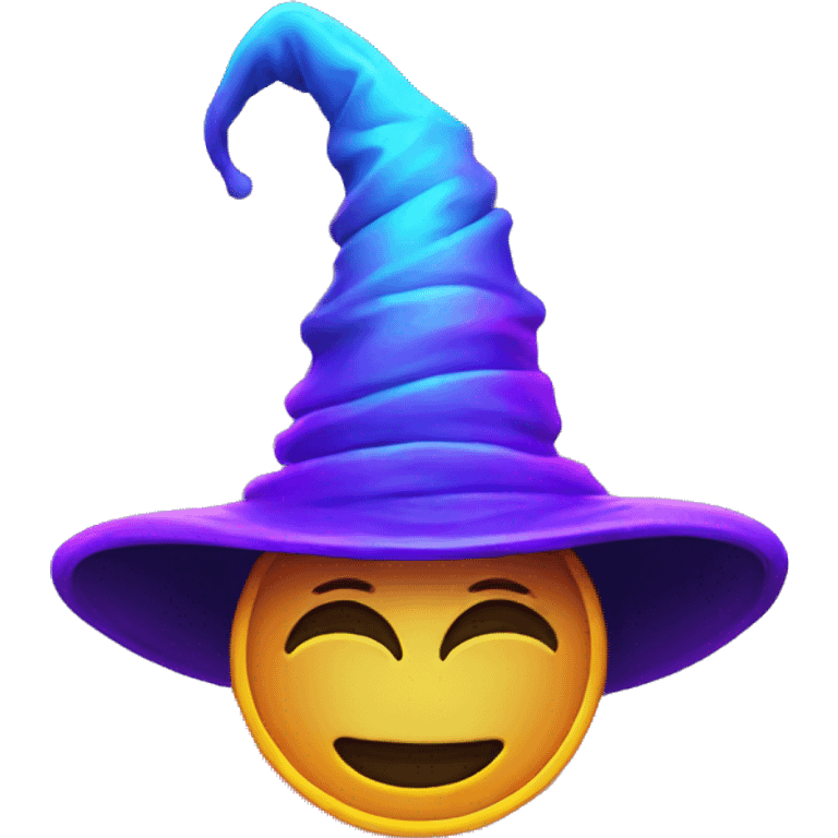 Neon wizard hat emoji