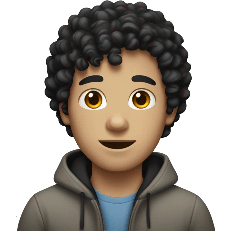 White boy with black curly hair  emoji