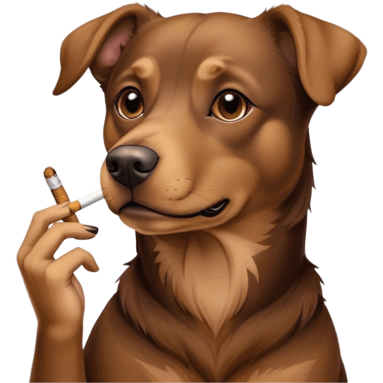 Labrador cross kelpie dog brown hair smoking a cigarette  emoji