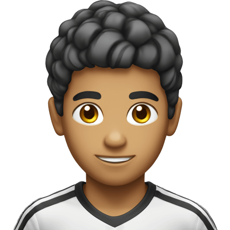 Young latino boy platine soccer in New York emoji