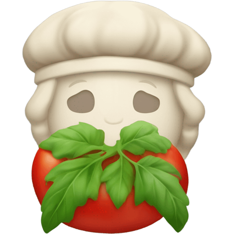 plato de comida saludable con verduras de hojas verdes y tomates emoji