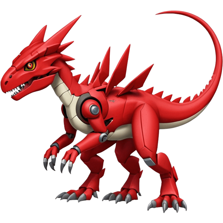  Cool Edgy Futuristic Red Digimon-Fakemon-Guilmon-Velociraptor-Dragon-Mecha full body emoji