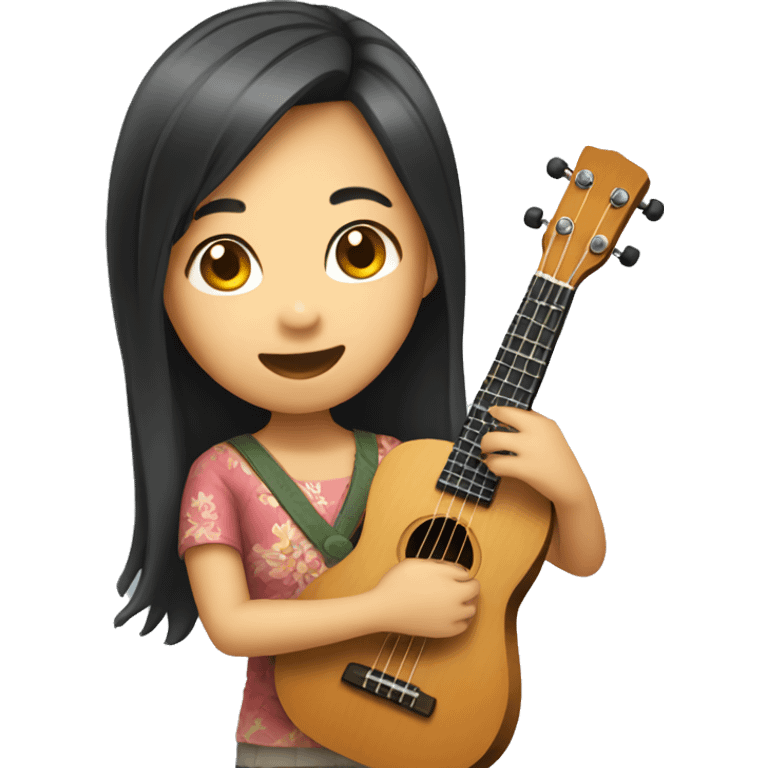 Asian Girl playing ukulele  emoji