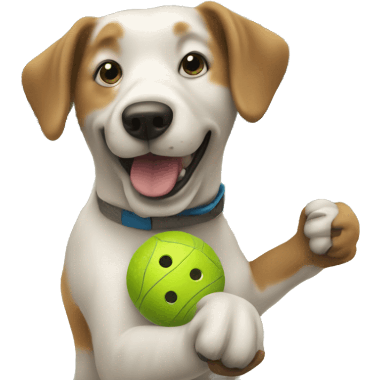 Dog playing pickleball emoji