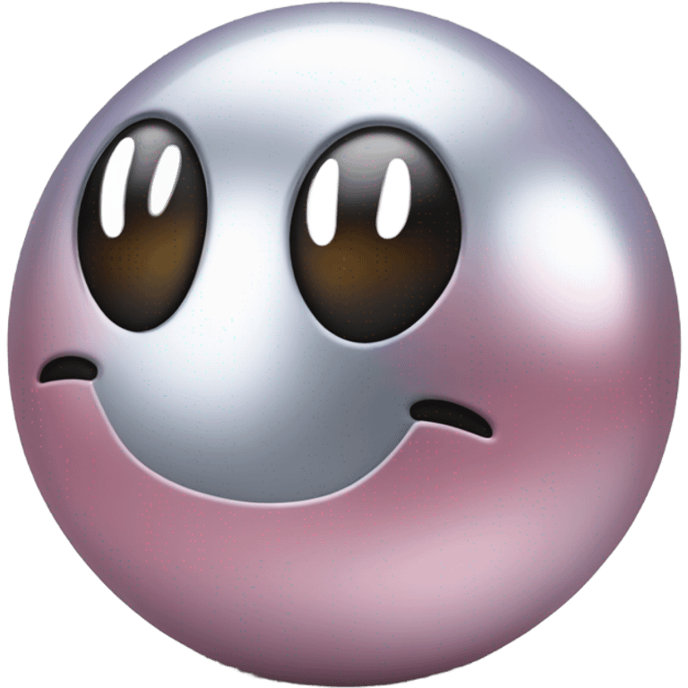 Metal cute Kirb ball driving on 4 car wheels emoji