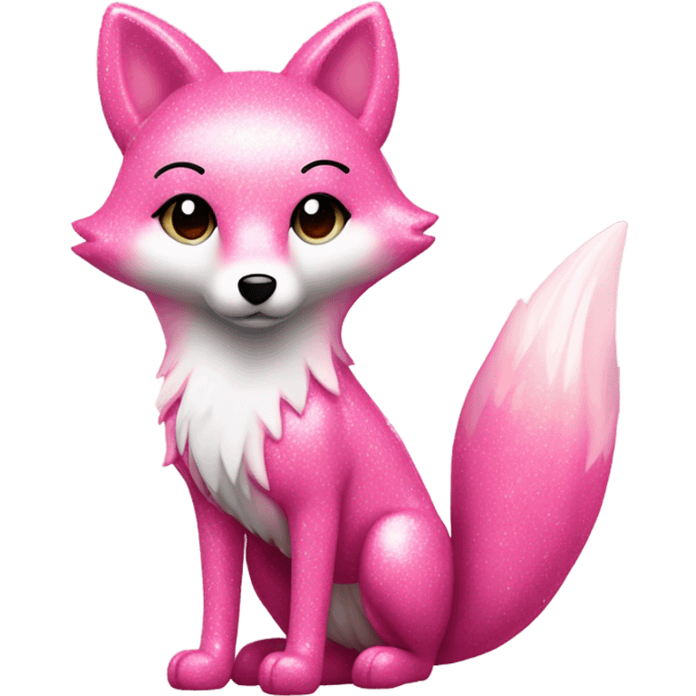 Rose pink fox with sparkles standing  emoji