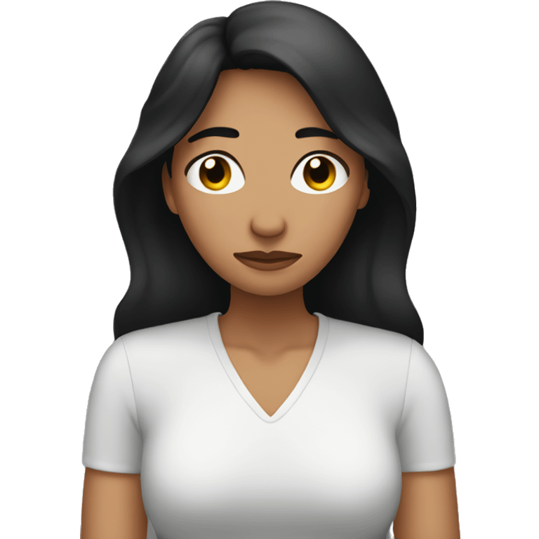 Woman with dark hair covering her eyes with hands and looking concerned emoji