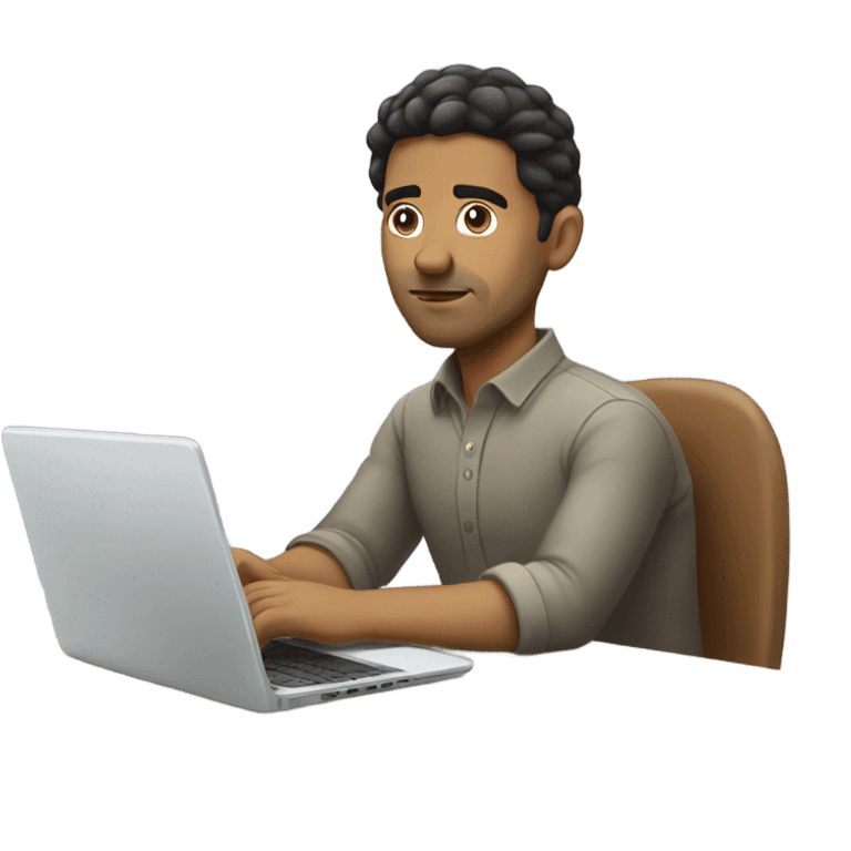 Working at my desk remotely from home Hispanic male emoji