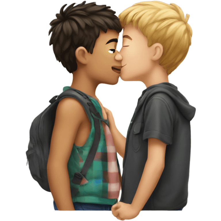 two boys kissing  emoji