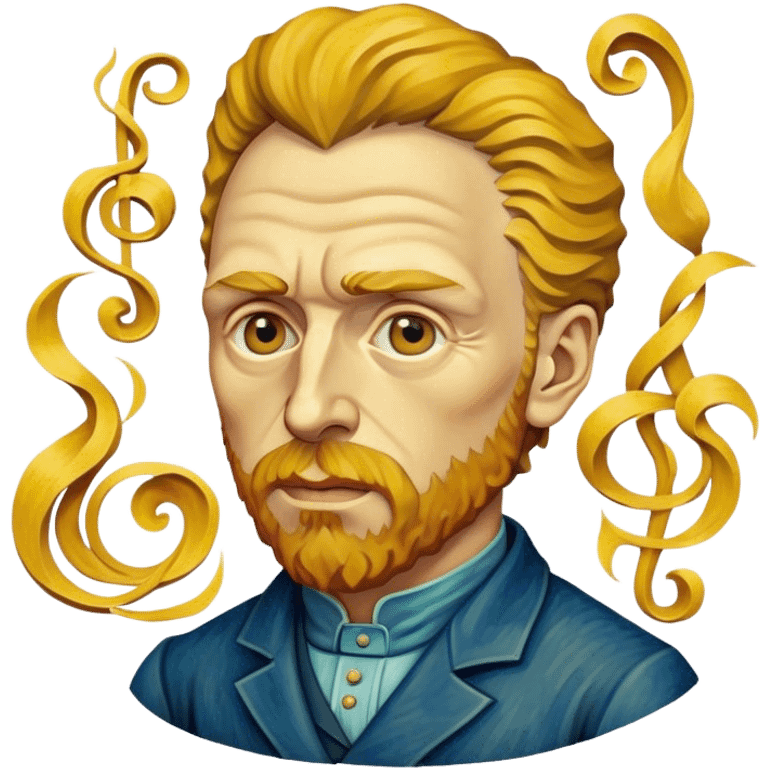 Cinematic Realistic Vincent van Gogh Pop Culture Emoji, featuring an expressive portrayal inspired by the legendary painter rendered with dynamic, swirling textures and artistic lighting. emoji